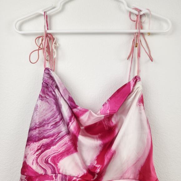 Retrofete Ariella Dress in Marble Pink Silk Size Medium Mini Sleeveless NWT - Picture 4 of 11